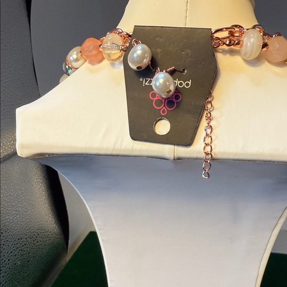 Paparazzi Pink and Pearl Beaded Necklace and Earrings - Picture 4 of 5